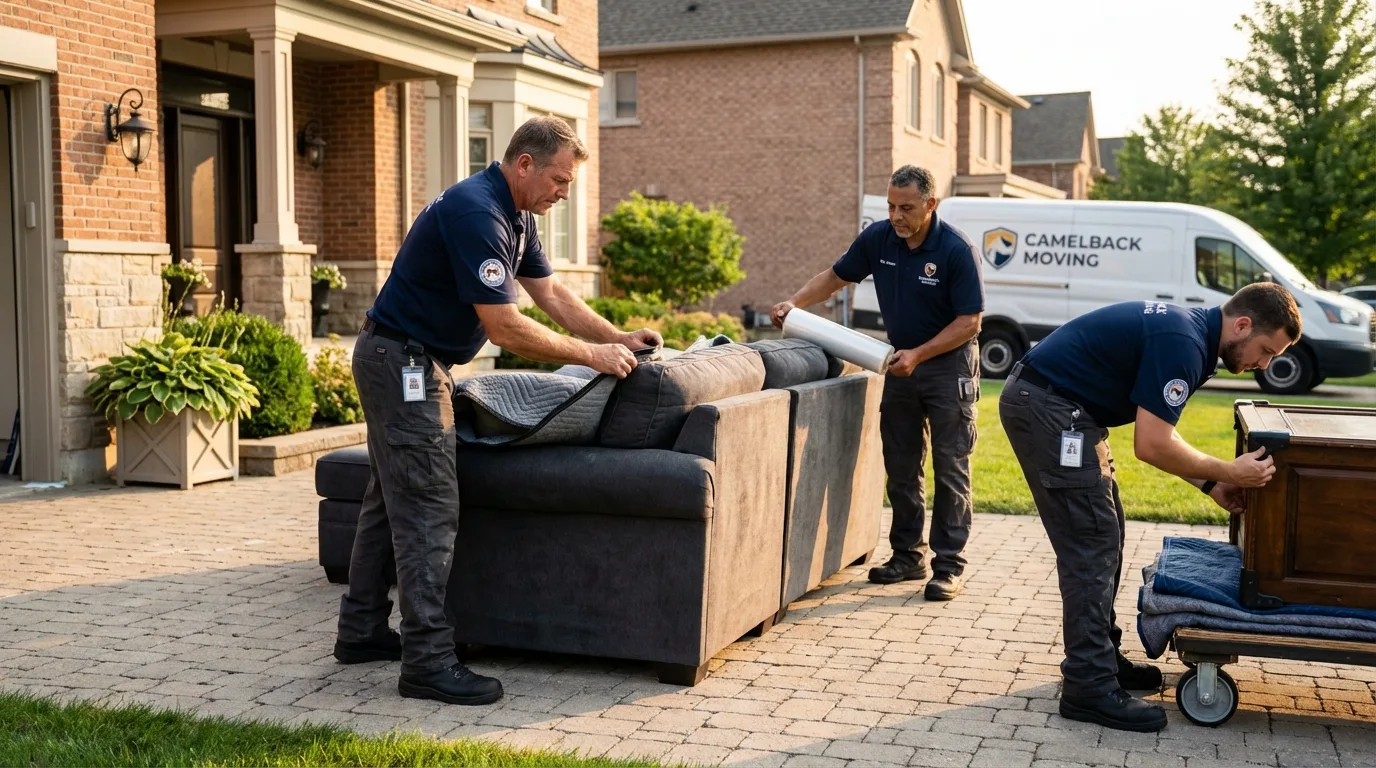 Large estate moving crew wrapping furniture in Red Springs, NC